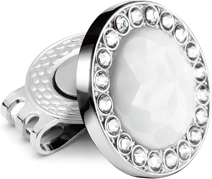 Golf Ball Marker Hat Clip with Ceramic Crystal Ball Marker (20mm Small Size) Gifts Accessories for Golfers