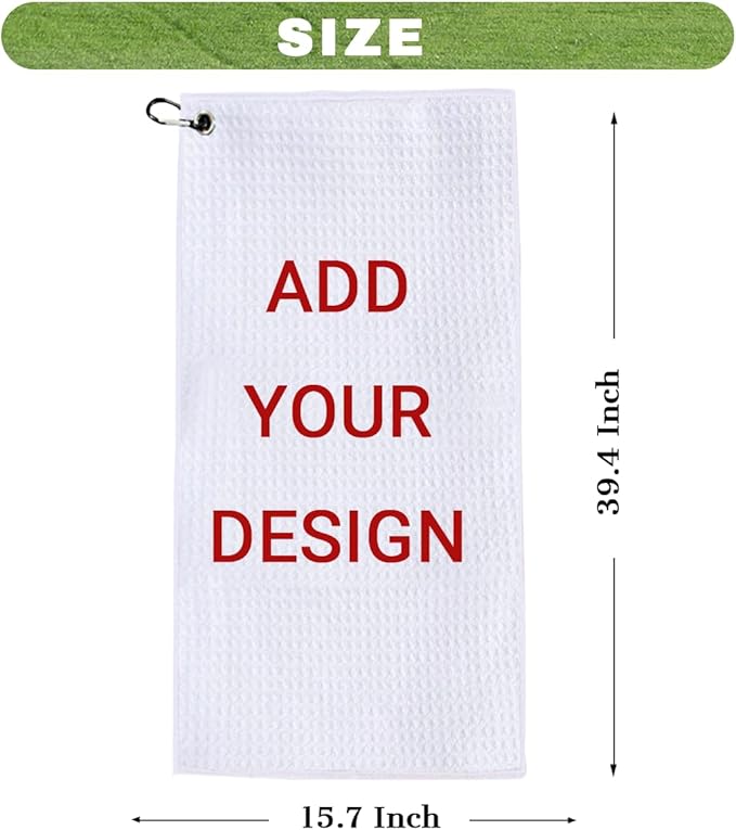 Custom Personalized Golf Towel 16"x40" Bulk 1-100Pcs, Customizable Logo Picture Photo Design Name Text Golf Towels for Golf Bags for Men and Women with Clip,Funny Golfing Gift for Golfers Golf Fans