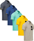 ZITY 5 Pack Mens Polo Shirt Short Sleeve Sports Golf Tennis T-Shirt Moisture-Wicking Summer Shirts