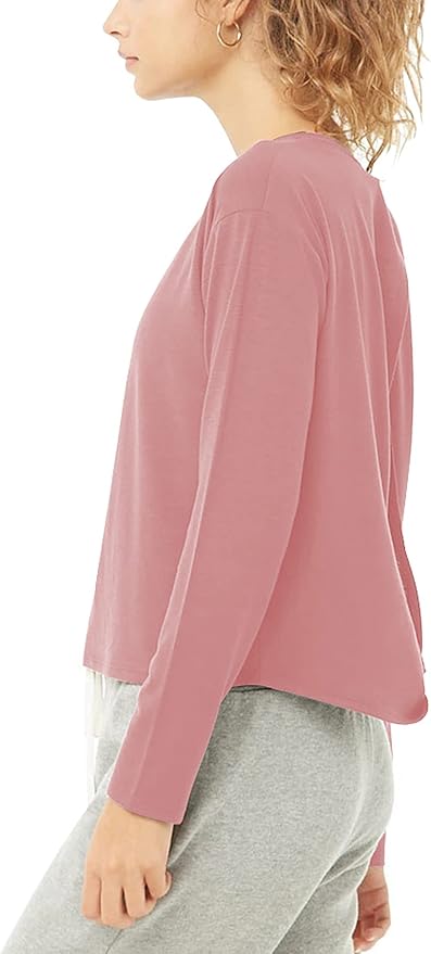 Bestisun Long Sleeve Workout Shirts Yoga Dance Tops Open Back Athletic Clothes for Women