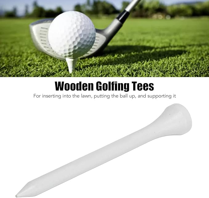 50Pcs Golf Tees, Wooden Practice Golf Tees White Long Ball Base Set Kit for Outdoor Sports