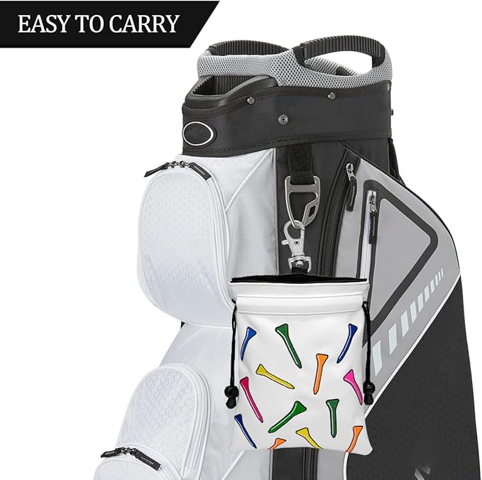 montela golf Valuables Pouch,Golf Bag Pouch with Drawstrings Golf Tee Bag Leather Golf Tee Pouchs for Men Women (Colorful Tee)