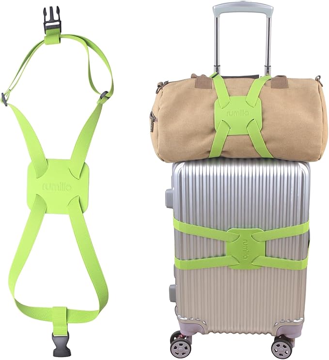 Adjustable Luggage Straps for Suitcases Add a Bag High Elastic Travel Bungees Connecting Carry On Bag TSA Approved (Green Luggage strap-1PCS)