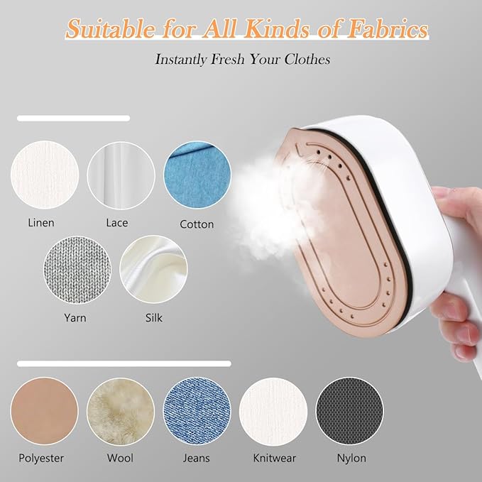 Mini Steam Iron for Clothes, Biupky Travel Steamer for Clothes Portable, Micro Steam Iron Mini Handheld Steamer Support Dry And Wet Ironing for Home Travel (White)