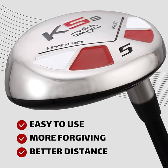 Senior Men’s Majek Golf All Hybrid Complete Full Set, which Includes: #5, 6, 7, 8, 9, PW +SW Senior Flex Right Handed New Utility “A” Flex Club