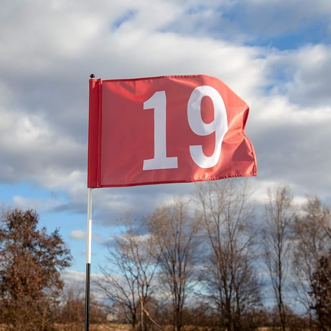 Vispronet Numbered Golf Flags for Putting Green – 20in x 14in Red & White Flag, Golf Range Accessories for Courses, Outdoor Hole Flag, Durable Polyester Material
