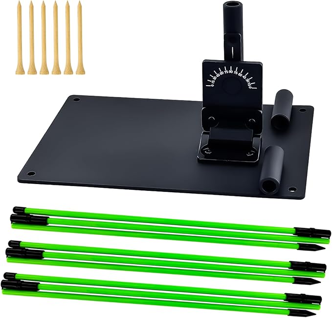 Golf Alignment Sticks and Angle Holder Set Plate Thickened metal adopts damping design Angle adjusted freely Teaching Equipment for Aiming Putting Swing Posture Correction Golf Swing Training