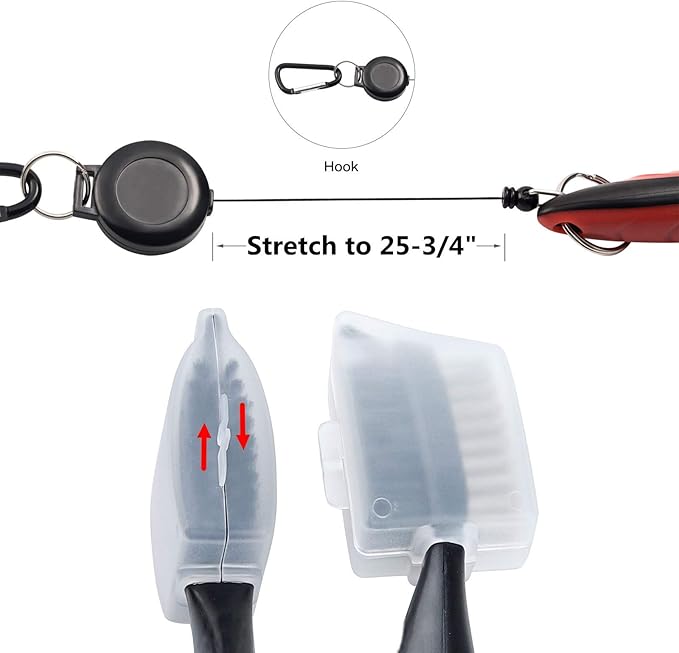 Pack of 2 Golf Club Brush Groove Cleaner with Retractable Zip-line and Aluminum Carabiner Cleaning Tools
