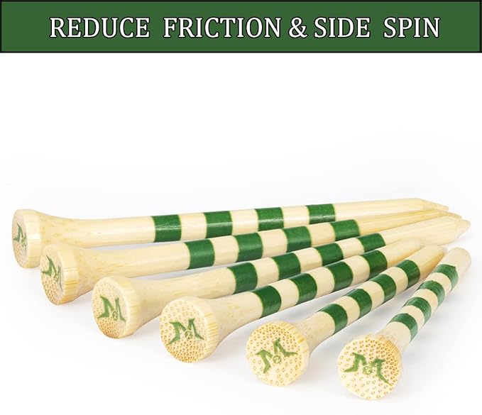 MAZEL Natural Wood/Bamboo Golf Tees 2 3/4 Inch & 3 1/4 Inch,Pack 50 or 120,Reduce Friction & Side Spin,More Stable Golf Tees