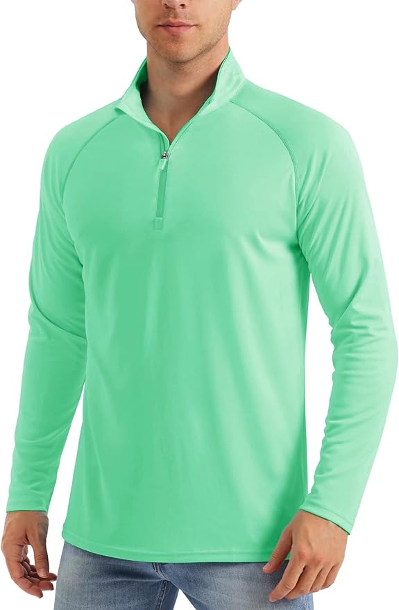 MAGCOMSEN Men's Long Sleeve Sun Shirts UPF 50+ Tees 1/4 Zip Up Fishing Running Rash Guard T-Shirts Outdoor Shirt