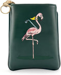 PINKTEE Golf Valuables Pouch Funny Golf Accessories Bag with Zipper Master Green Premiun Leather Golf Tee/Ball Pouch for Women Men (Pink Stripe, FLAMINGO)