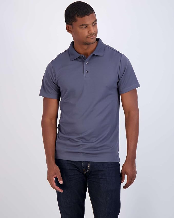 Real Essentials 3 Pack: Men's Quick-Dry Short Sleeve Athletic Performance Polo Shirt (Available in Big & Tall)