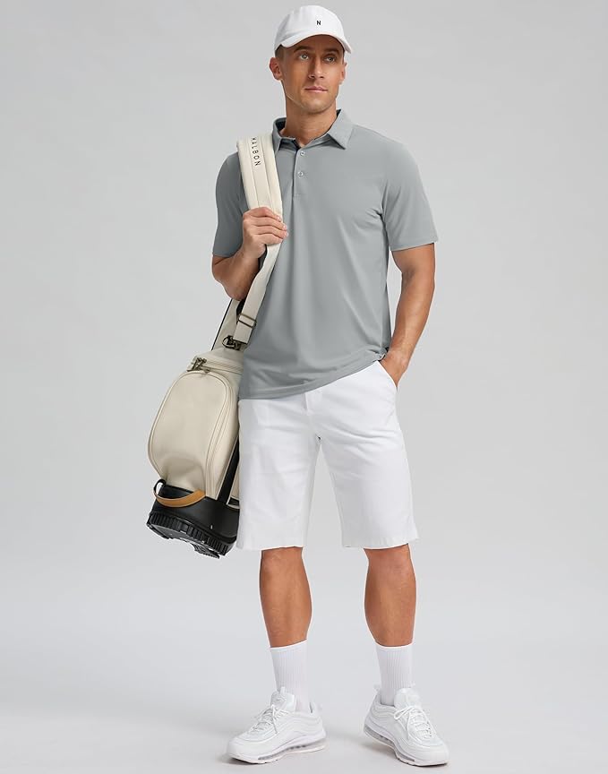 Men's Golf Shirts Dry Fit Moisture Wicking Performance Short Sleeve Collared Polo Shirts for Casual Athletic Business