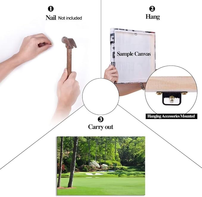 Augusta National Golf Club 12th Hole Wall Art for Living Room Bedroom Bathroom Home Decorations Golf Art Augusta Golf Course Poster Prints Golf Art Framed Ready to Hang(12''H x 16''W)