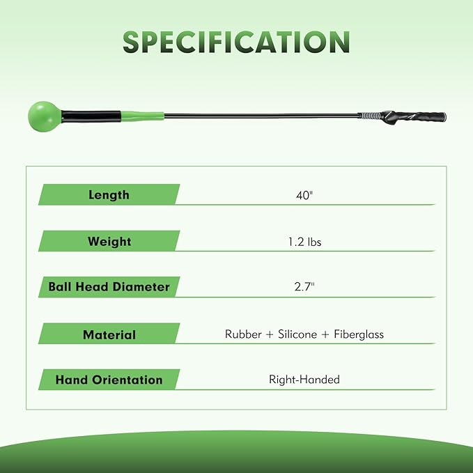 GYMAX Golf Swing Trainer, Warm-Up Stick with Grip Trainer for Rhythm, Balance, Tempo & Strength, Right Handed Swing Speed Training Aid, Weighted Golf Club for Indoor Practice