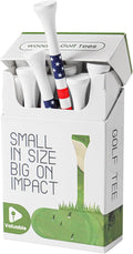 Premium Bamboo Wood Golf Tees Unique Box Design 18-Pack Per Box Value 18/72/180 Pack, Wooden Tees in 2 3/4" 3 1/4" Durable for Golfers, USA Flag Design Pro Tee Choice