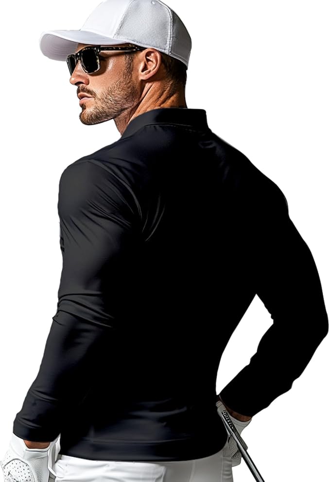 Men's Long Sleeve Golf Shirt Quick Dry 3 Button Work Fishing Outdoor Casual Collar Shirt
