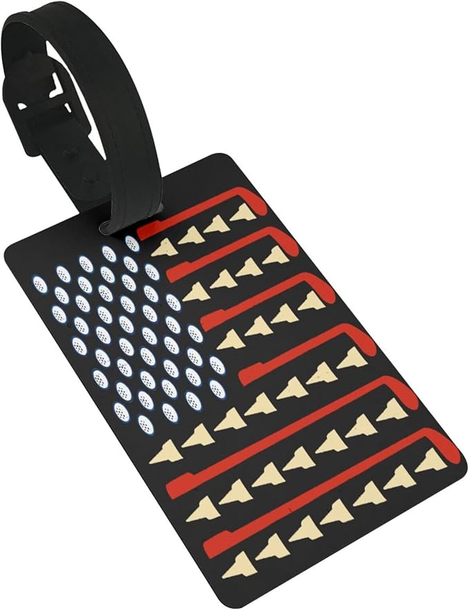 Golf American Flag Luggage Tag Suitcase Identify Labels Personalized Travel Bag Tag 2.5X4.1Inch