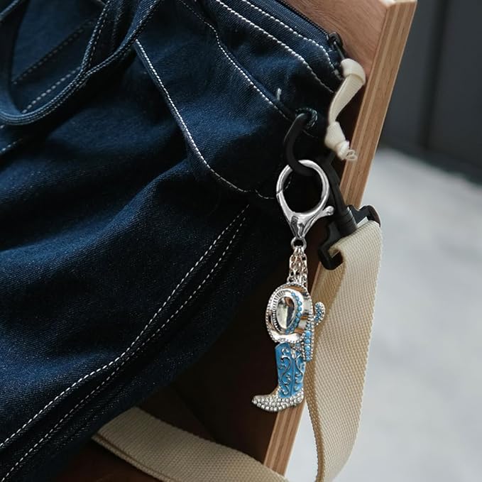 Madison Tyler Western Cowboy Boots Cherry Bow Bubble Tea Strawberry Cute Keychain | Bag Charms for Handbags Purse Charms