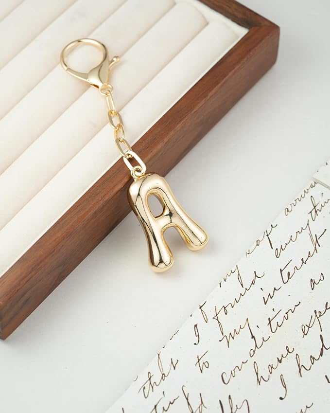 Initial Bag Charms, Bubble Letter Charm for Handbags, Cute Keychain with Letter, Initial Bag Charms for Women