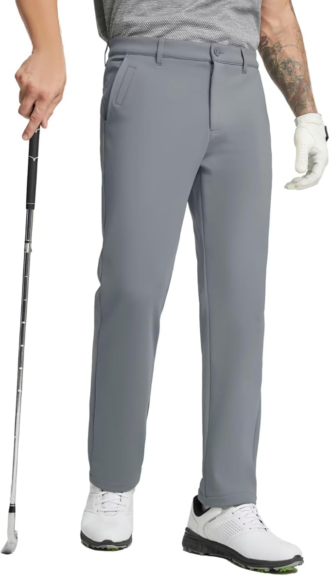 M MAELREG Golf Fleece Lined Pants Men Softshell Water-Resistant Workout Casual Outdoor Hiking Insulated Winter Pants for Men