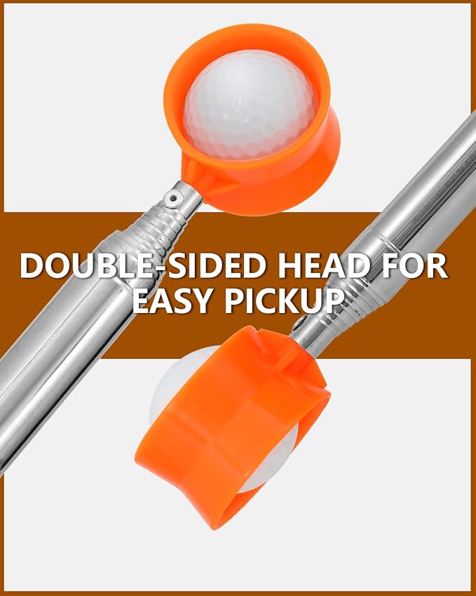 Telescopic Golf Ball Retriever (9/12ft) | Picker Upper Tool | Premium Stainless Steel & Double-Sided Head