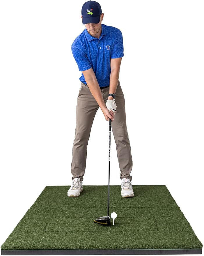 Beaver Tail Golf Simulator Mat with The Most Realistic Hitting Strip Insert for Joint Injury Prevention