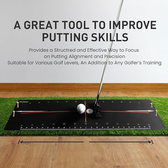 FINGER TEN Golf Putting Mat with Arc and Path for Right Left Handed, Golf Green Alignment Training Aid with Aim Target Easily Rolls Up Durable Lightweight Trainer for Indoor Outdoor
