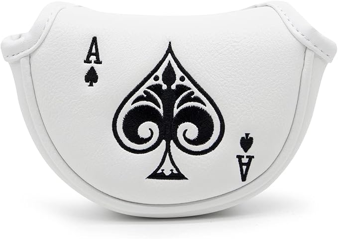 Golf Putter Cover Headcover Magnetic, Poker Ace Style Golf Club Head Cover, 4 Models Available Headcovers for Blade Half-Mallet Square Putters