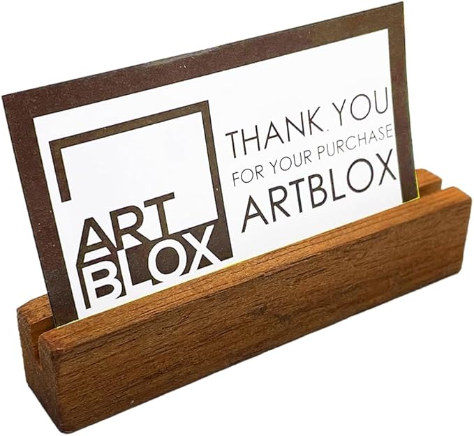 Artblox Personalized Office Desk Name Plate and Business Card Holder | Clear Acrylic Glass with Teak Wood Stand | Cactus Flowers Design Customized with Your Name and Credentials Office Desk Décor