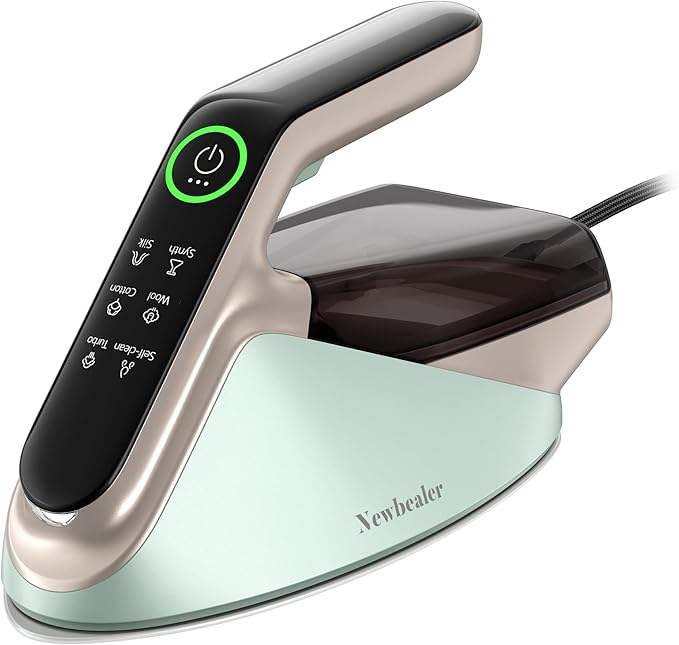 Newbealer Steam Generator Iron, 1500W Turbo Steamer for Clothes, 2 Bar Pressure Clothes Iron, 4 Steam & 4 Dry Heat Modes, Fast Heat-Up, 350ml Detachable Tank, Auto-Off, Self-Cleaning (Green)
