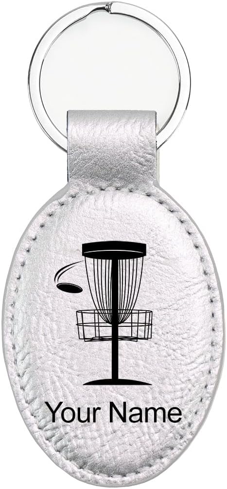 LaserGram Oval Keychain, Disc Golf, Personalized Engraving Included