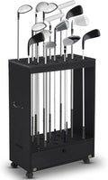 27 Hole Golf Club Stand Holder Wooden Golf Club Organizer Putter Display Rack with Storage Drawer and Wheel for Indoor Home Office Simulator Garage