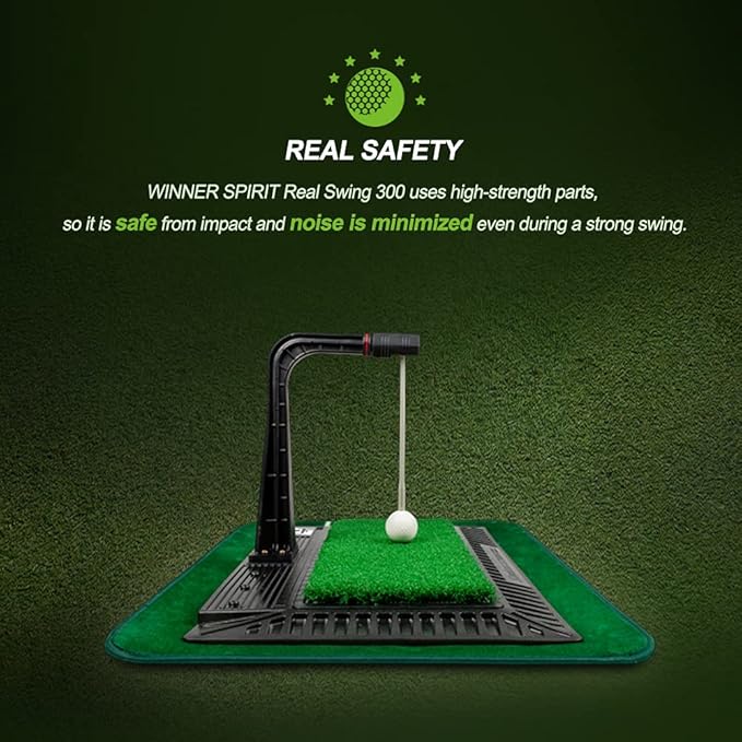 WINNER SPIRIT Real Swing 300 Golf Swing & Hitting Trainer, True Impact, Checking Path After Swing Practice Mat Groover Training Aid, Height Adjustable
