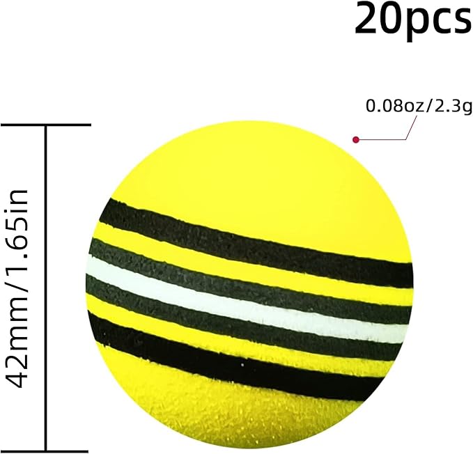 Scott Edward Air Golf Practice Balls, Bright Multicolor and Lightweight Sponge Ball, 20 Pieces, Golf Training Indoor and Outdoor, for Backyard Hitting Mat, Soft for Children, Pets