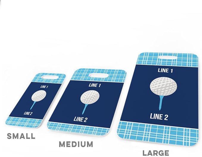 ChalkTalkSPORTS Golf Luggage & Bag Tag | Personalized Team with Golf Ball | Standard Lines on Back | Large | Carolina/Navy