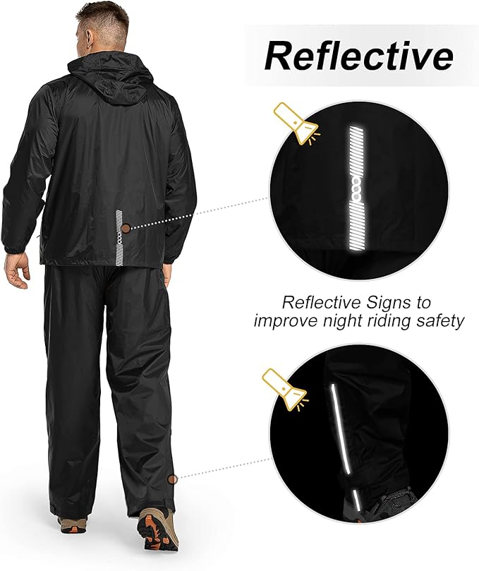 33,000ft Men's Rain Suit Packable Waterproof Lightweight Rain Gear for Golf Hiking Cycling 2 Pieces(Rain Jackets and Pants)