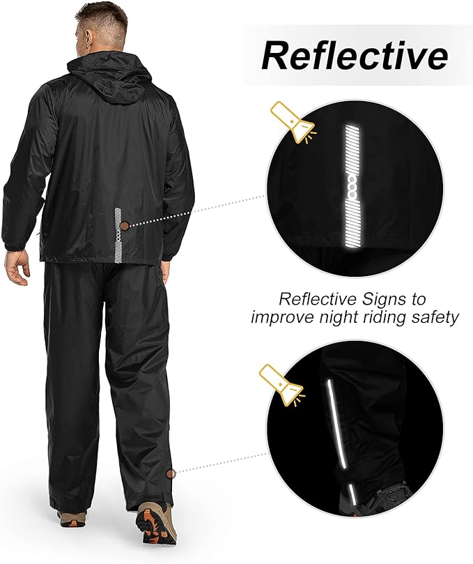 33,000ft Men's Rain Suit Packable Waterproof Lightweight Rain Gear for Golf Hiking Cycling 2 Pieces(Rain Jackets and Pants)