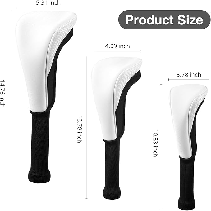 Golf Head Covers, 4pcs Golf Club Covers for Driver Fairway and Hybrid, Nylon Golf Club Head Covers for Men Women with Interchangeable Tags