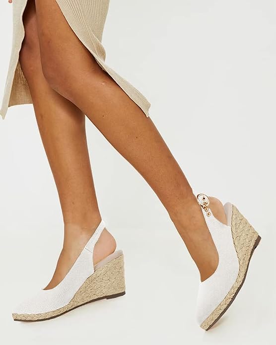 Juliet Holy Womens Wedge Sandals Espadrilles Closed Toe Slingback Buckle Strap Comfortable Casual Summer Wedges Shoes