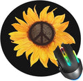 Sunflower Flower Mouse Pad, Peace Sign Mouse Pads for Desk, Stitched Edge Mousepad with Non-Slip Rubber Base, Gaming Mouse Mat for Computer Laptop Home Office