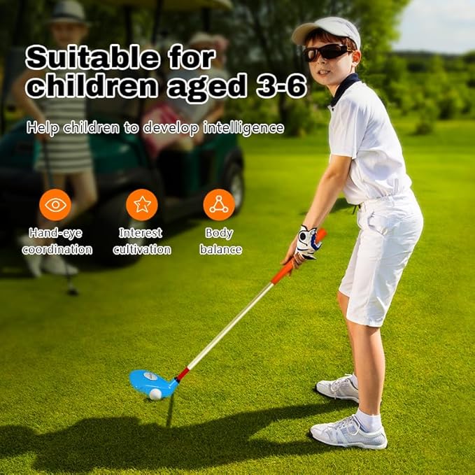 Kids Golf Clubs Set Children Golf Set Yard Sports Tools Three Clubs with Carry Bag and Soft Balls