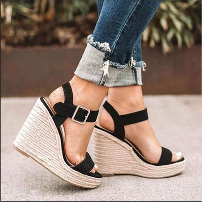 VICKI·VICKI Wedges for Women Platform Sandals Wedge Heels for Sandals Comfortable Summer Espadrille Shoes Ankle Strap&Open Toe