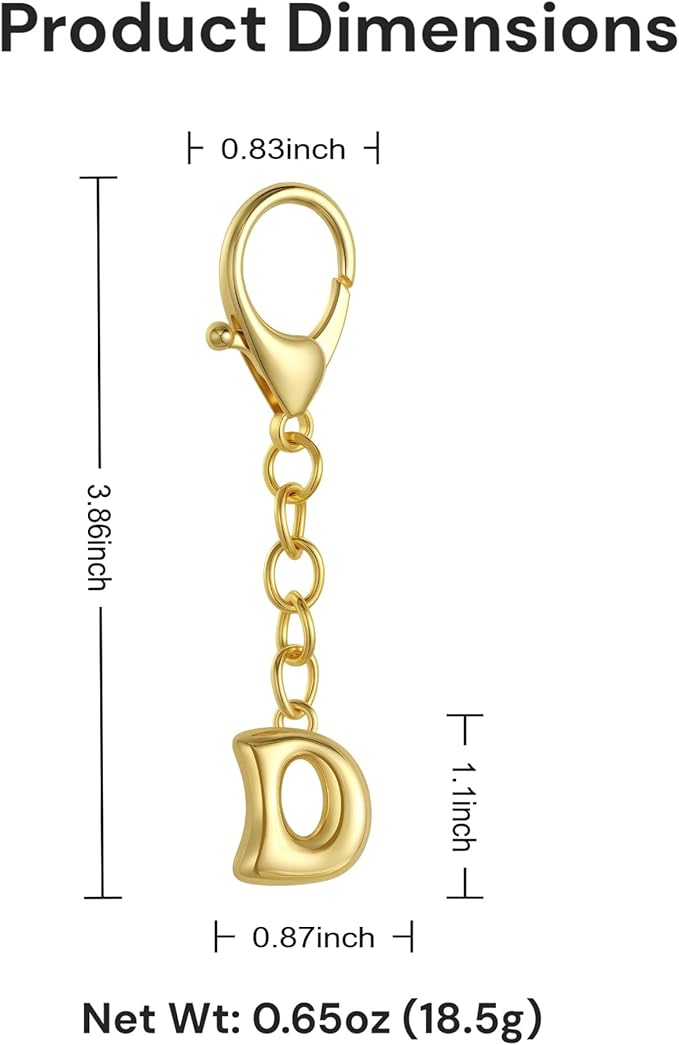 Bubble Gold Letter Bag Charms for Women, Cute Initial Keychain for Handbags, Purse Charms Birthday Christmas Gifts