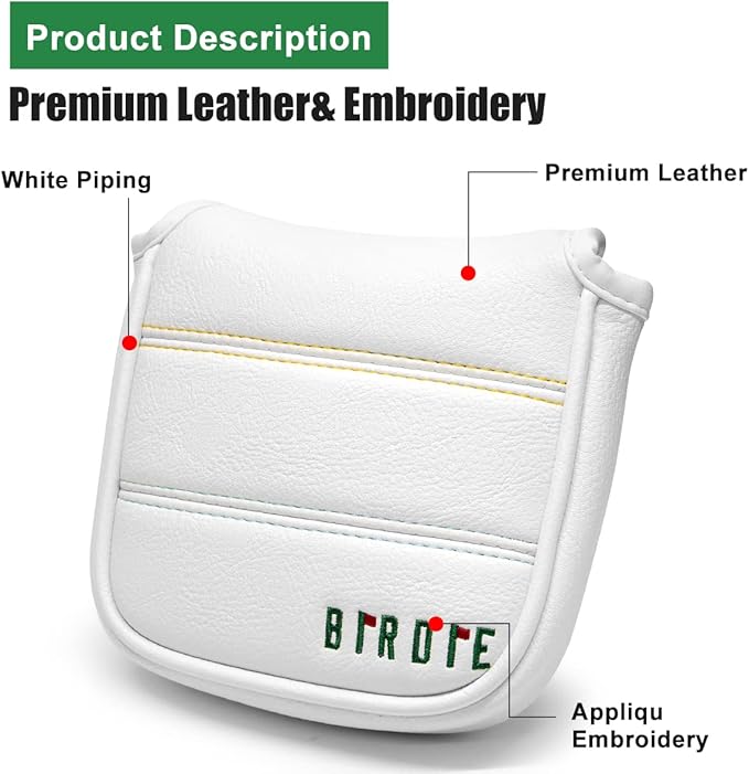 Golf Headcovers Elegant Embroidery Premium Leather Birdie Golf Driver Cover Fairway Hybrid Cover Blade Putter Cover Golf Mallet Putter Cover for OZ1 MEZZ 1 MEZZ1 MAX Putter