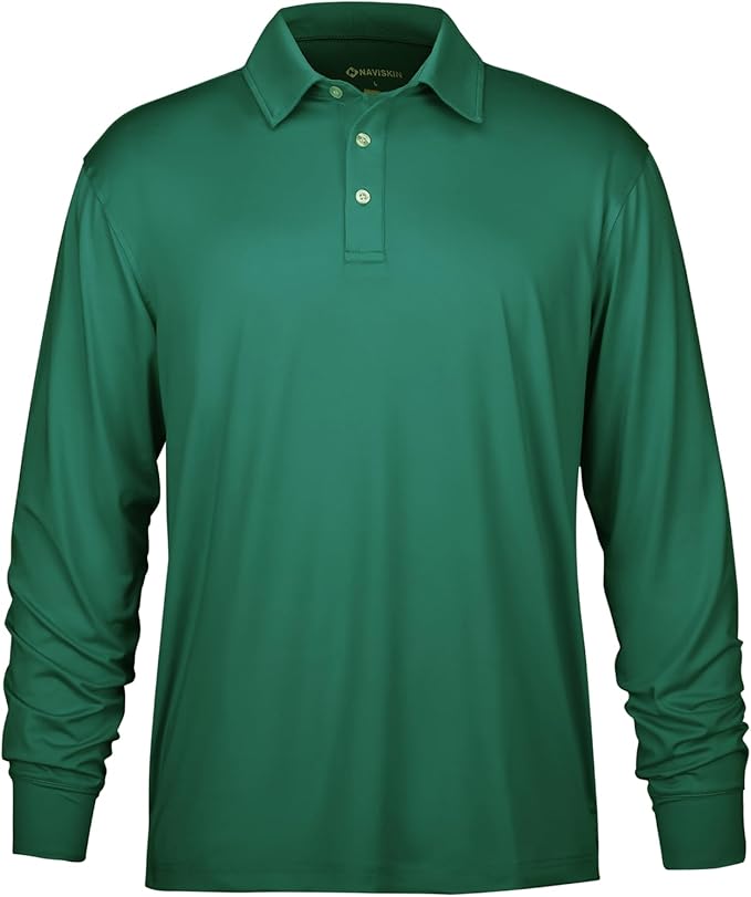 NAVISKIN Men's Polo Shirts Long Sleeve Golf Shirts with Collar UPF 50 SPF Shirt for Men Quick Dry Moisture Wicking