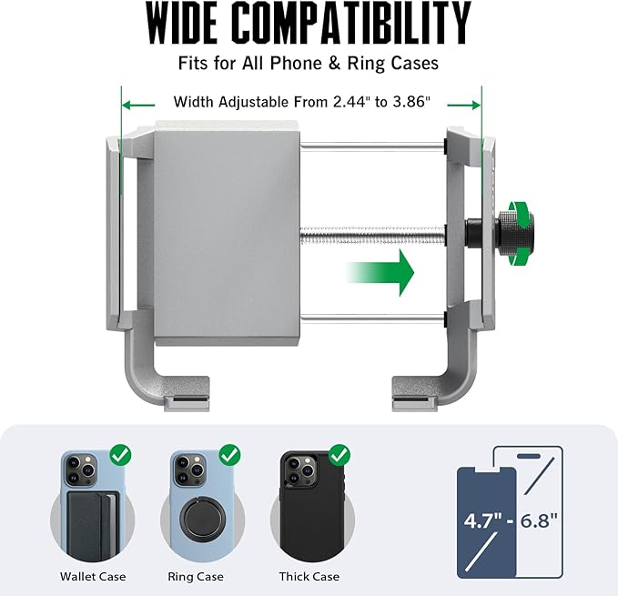 Dprofy Strong Magnetic Golf Phone Holder for Cart - Mount Accessory Fit for All Popular Smart Phones, Special Design for Thick Case and Ring Holder (Grey)