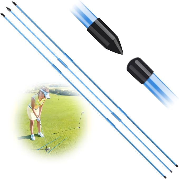 FINGER TEN Golf Alignment Sticks Rods Swing Trainer Tools 48 Inch 2 Or 3 Pack, Fits in Golf Bag Tour Stickers Practice Training Aid