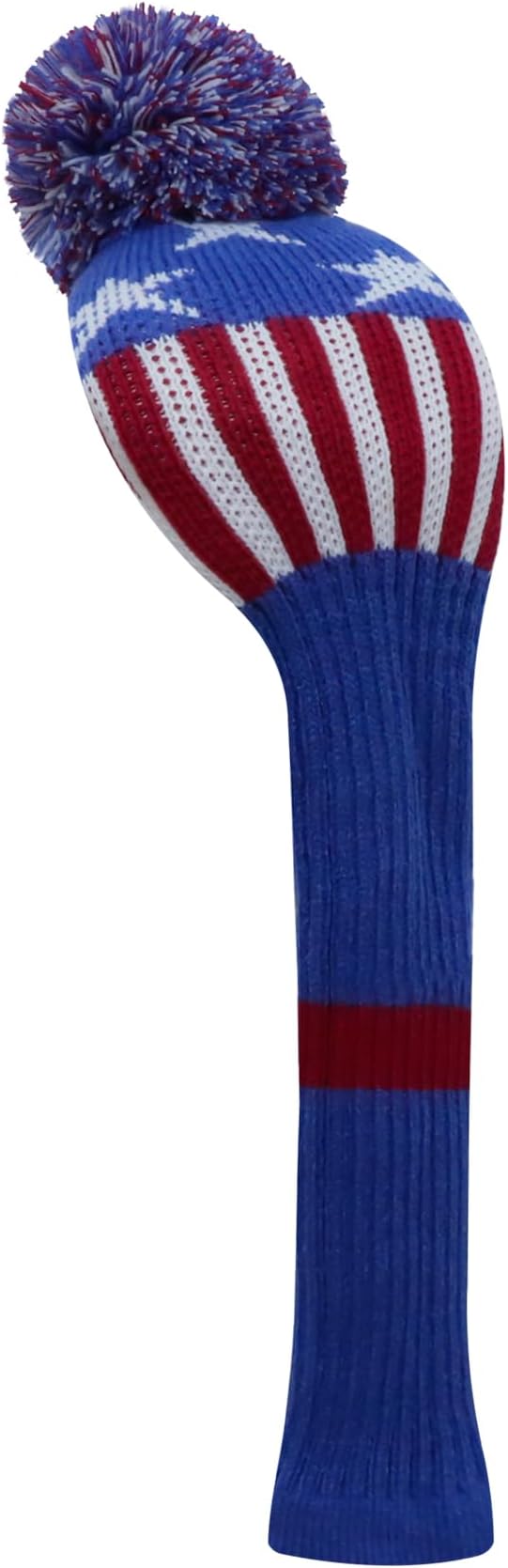 LeFeng 1Pcs Golf Club Cover, Knitted Golf Head Cover for 460cc Driver Fairway Woods and Hybrid with Cute Pom Pom and Number Tag