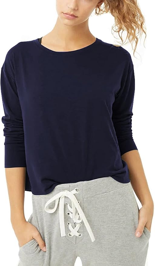 Bestisun Long Sleeve Workout Shirts Yoga Dance Tops Open Back Athletic Clothes for Women